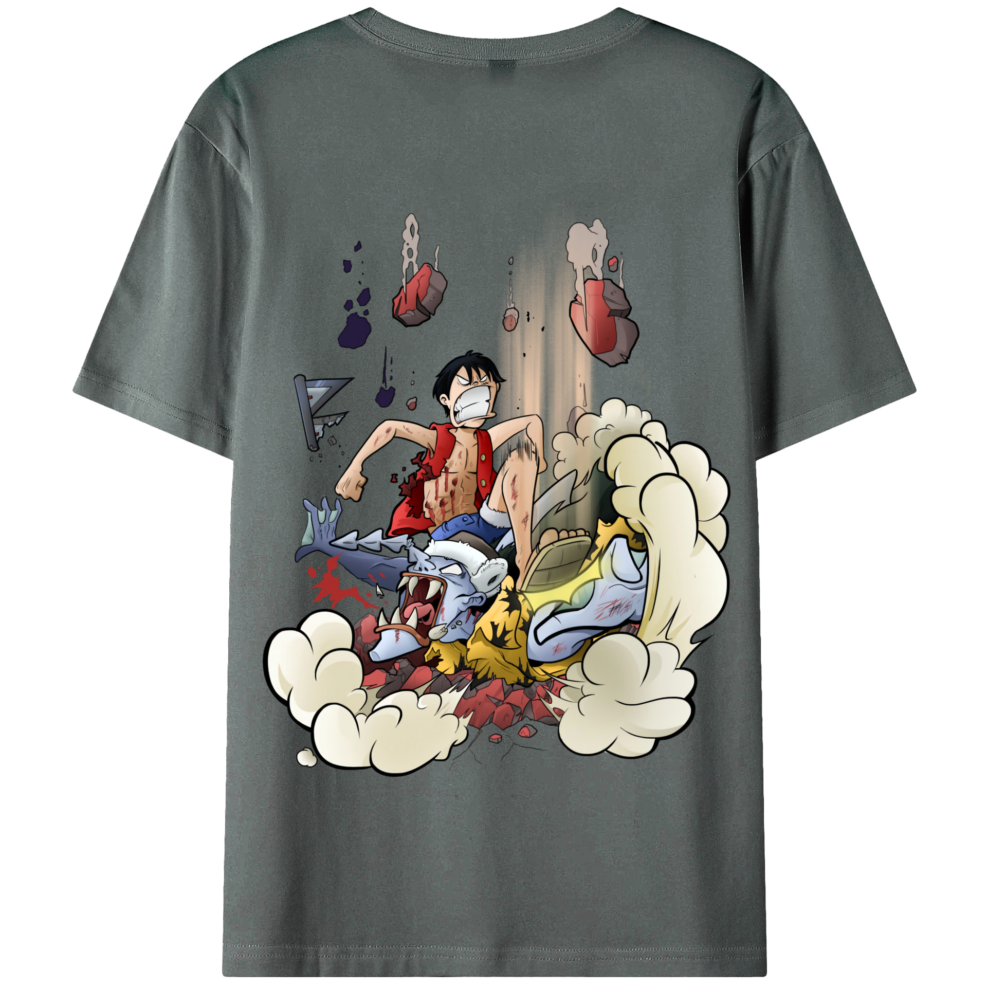 ワンピース モンキー・D・ルフィ ONE PIECE Monkey D. Luffy 綿100％半袖Tシャツ（背面プリント）